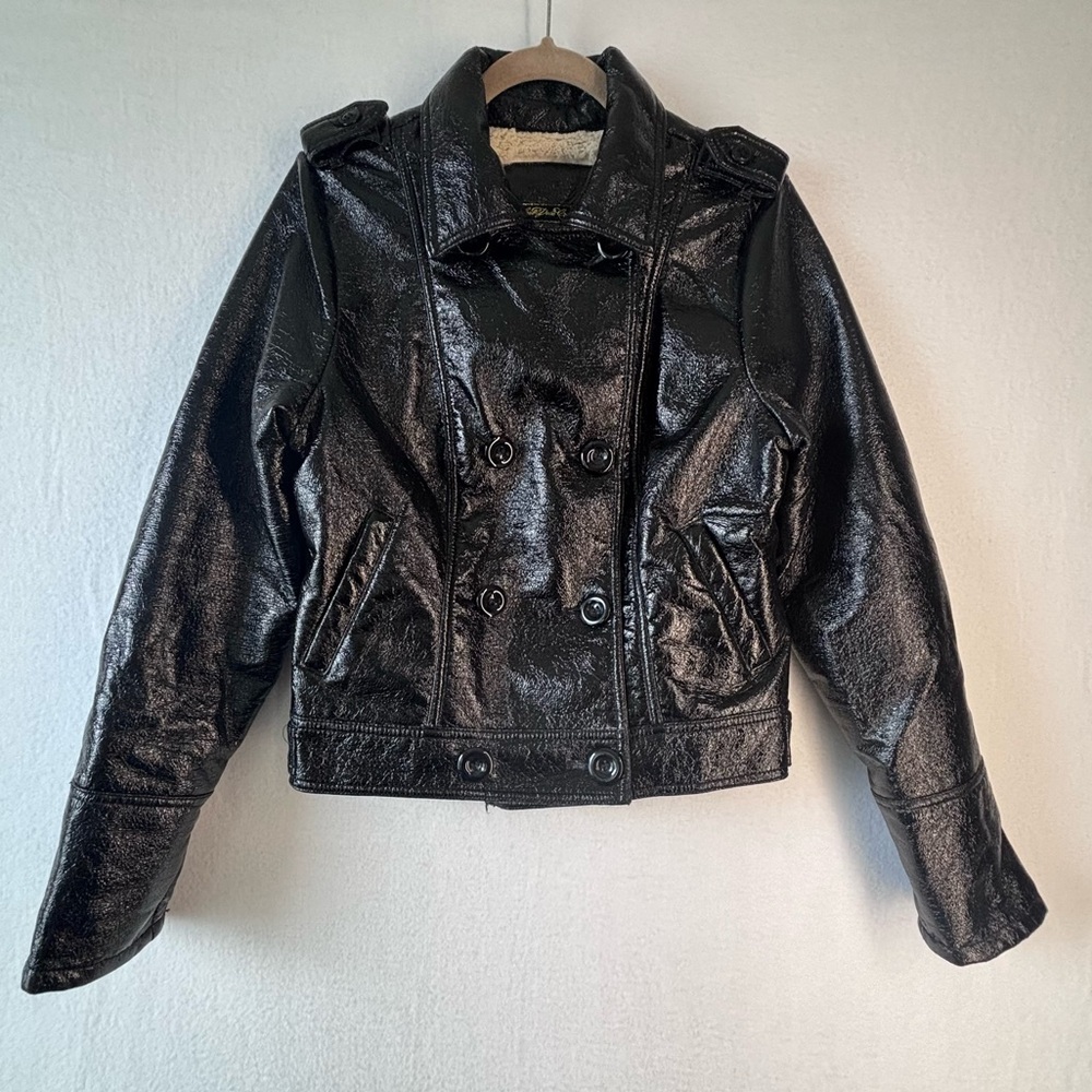 South Pole Collection Patent Leather Biker Jacket Size Large